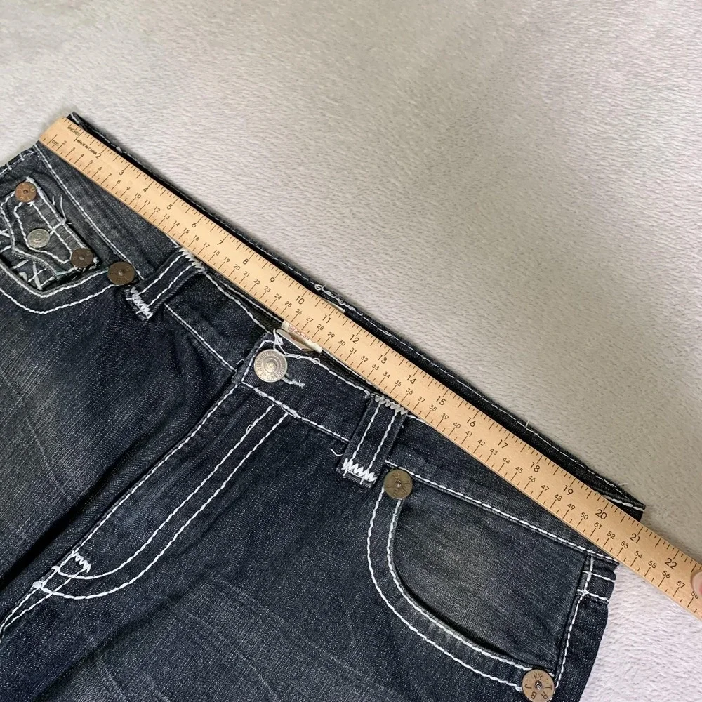 True Religion Bobby Super T Jeans Mens 40x34 Gray Dark Wash Straight USA Made